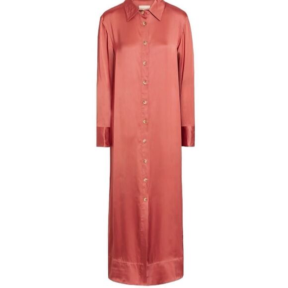 Loulou Studio Long Satin Shirtdress Size XS - Picture 3 of 12